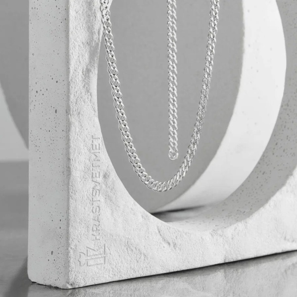 Цепь из серебра 925, плетение «Ромб двойной»